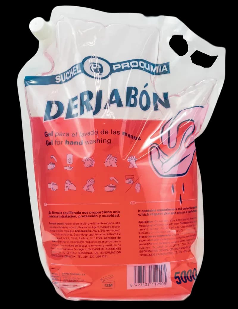 Envase de Derjabon, jabón detergente para las manos de Suchel-Proquimia.